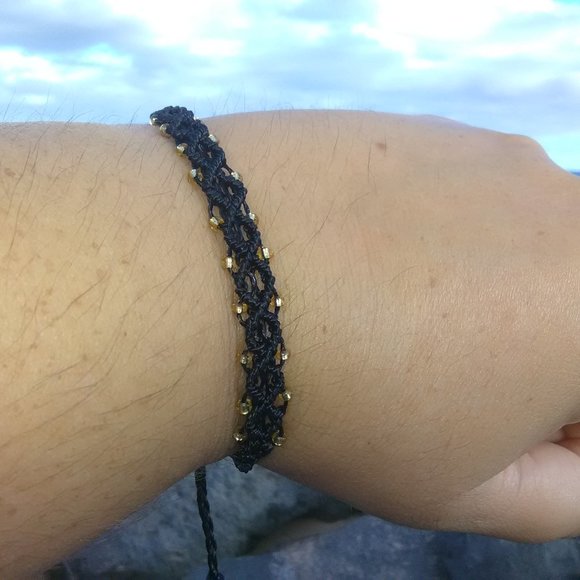 TreebytheSea Jewelry - Black Macrame Bracelet